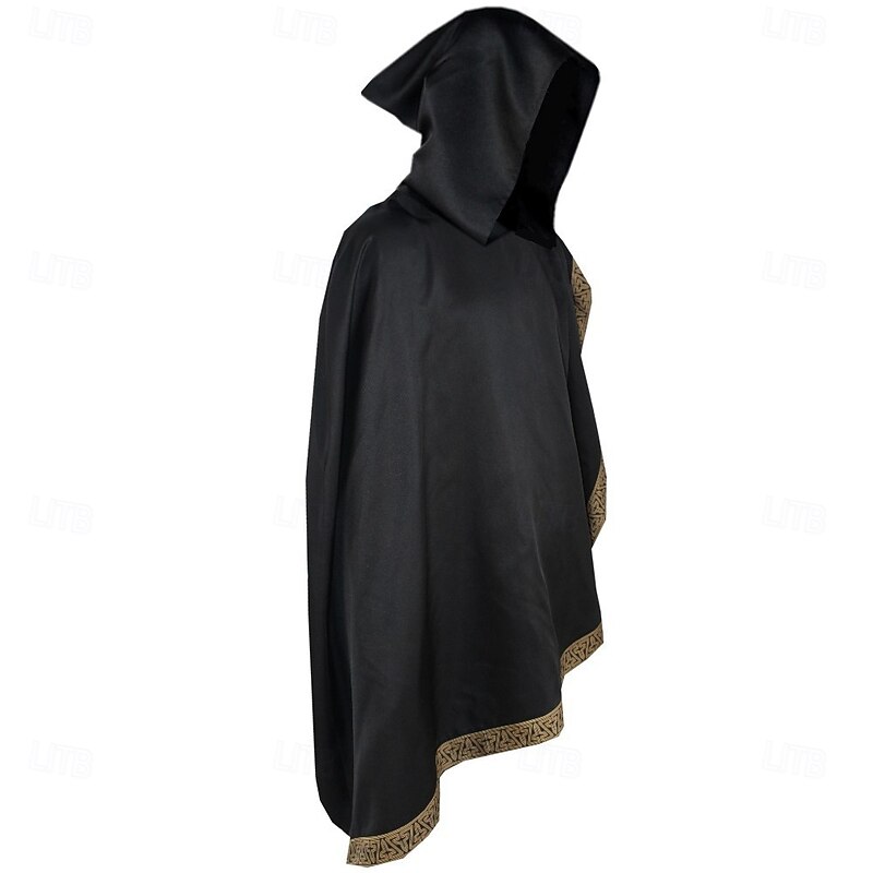Retro Vintage Punk & Gothic Medieval Cape Cloak Plague Doctor Viking Ranger Fancy Dress Men's Women's Viking Fantasy Halloween Carnival Masquerade Party Adults Cloak3