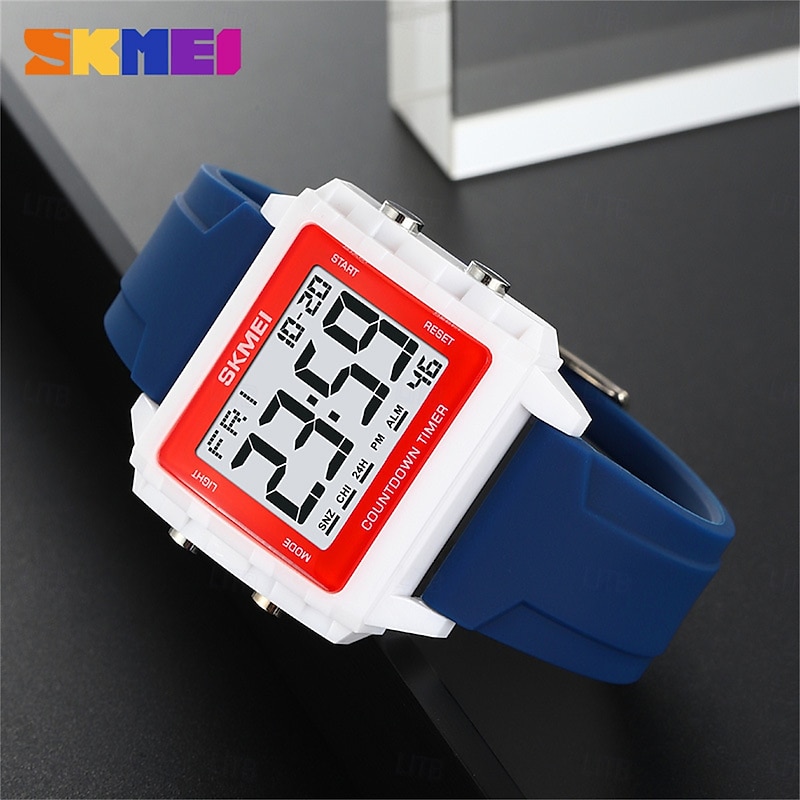 SKMEI Youth Cool Digital Sport Watches For Men Women Students 5Bar Waterproof Stopwatch Countdown Wristwatch3