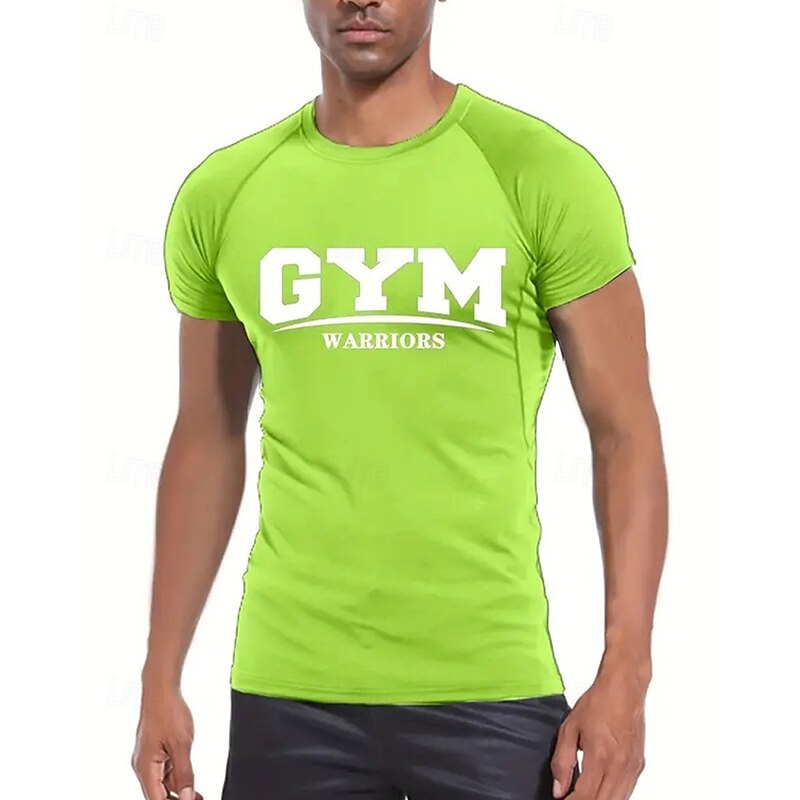 Men's Compression Shirt Athletic Shirt Gym Shirt Fitness Shirt Short Sleeve Tee Tshirt Casual Athleisure Letter Quick Dry High Stretch Compression Breathable Gym Workout Walking Jogging Sportswear4