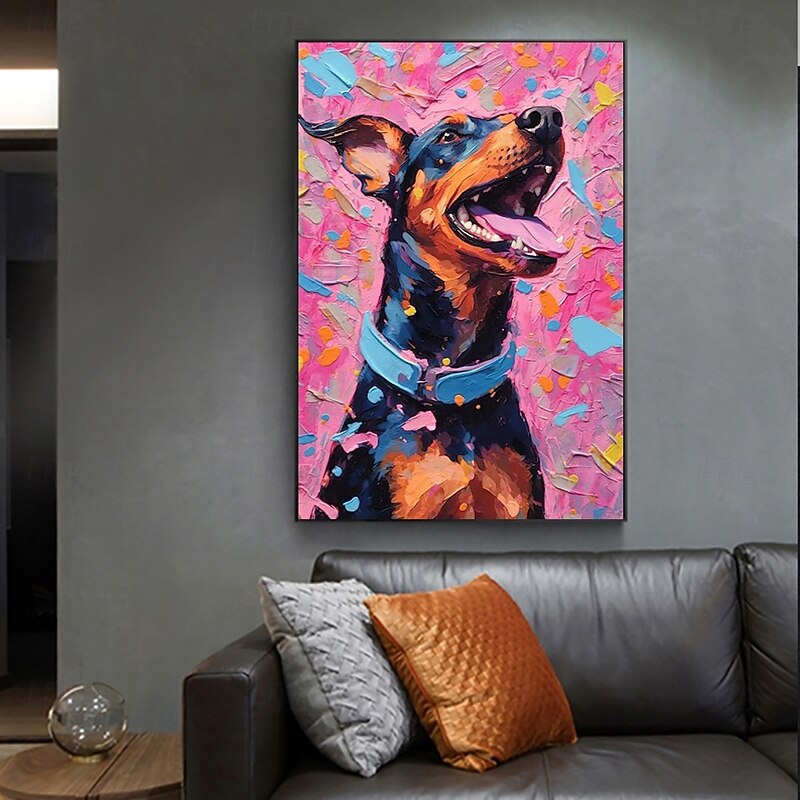 Handmade Oil Paintings Canvas Wall Art Decoration Modern Animal Abstract Coloured Hound for Home Decor Rolled Frameless Unstretched Painting3