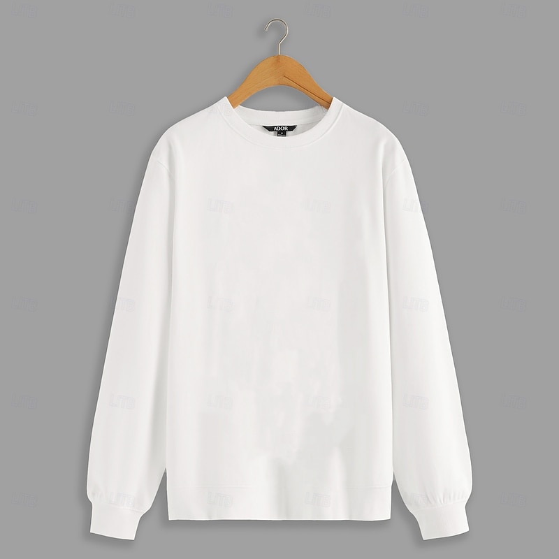 Men's Plain Sweatshirt Long Sleeve Sweatshirt Crew Neck Basic Athletic non-printing Casual Daily Sports Fall Winter3