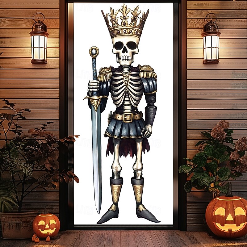 Halloween Christmas Door Decorations Halloween Door Covers Skeleton Door Tapestry Tree Door Curtain Decoration Backdrop Door Banner for Front Door Farmhouse Holiday Party Decor Supplies 5