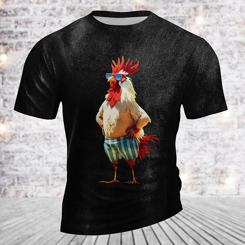 Men's Funny Turkey T Shirt Short Sleeve T shirt 3D Print Crew Neck Shirt Retro Vintage Casual Street Style Sports Outdoor Holiday Going out Black Blue Green Spring & Summer Clothing Apparel S M L XL3