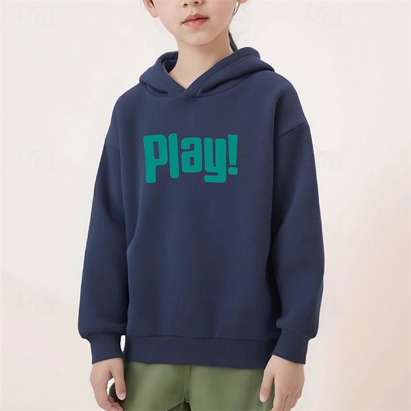 Boys Girls' 3D Letter Hoodie Long Sleeve Fall Winter Fashion Basic Kids 4-7 Years Hooded Outdoor Casual Daily Regular Fit4