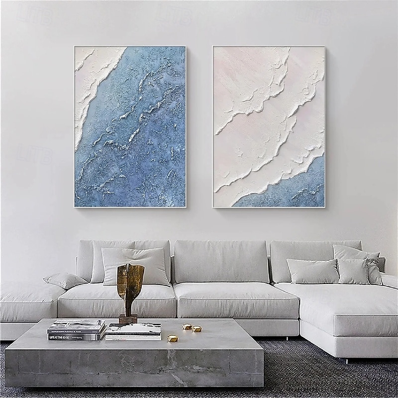Teaxture wave sea painting handmade Wabi sabi Wall Art Beige pianiting handmade Abstract Painting on Canvas A Pair Beige Texture Wall Art Neutral Abstract Wall Art Boho Wal Decor