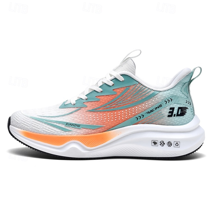 Men's Lightweight Performance Running Shoes – Breathable Mesh Sneakers in Mint and Coral with Dynamic Design4