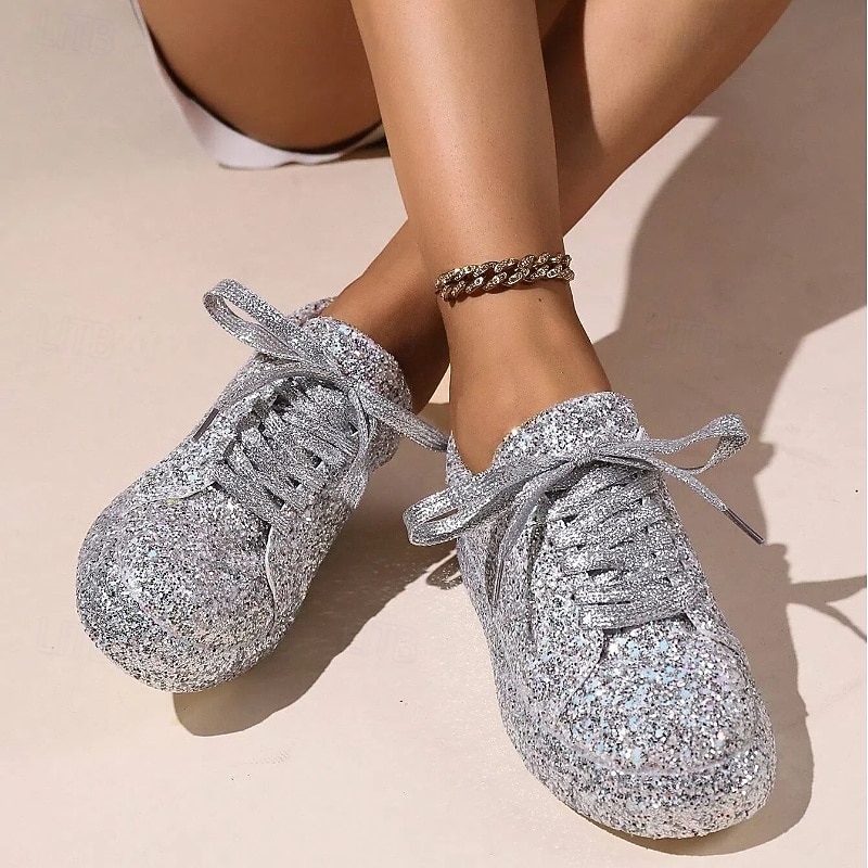 Women's Sparkly Glitter Sneakers – Comfortable Fashion Trainers for Party and Casual Wear3