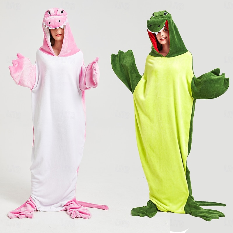 Couples Dinosaur Crocodile Costume Kigurumi Pajamas Halloween Group Couples Costumes Adults' Unisex Funny Costume Party Home Halloween Carnival Easy Halloween Costumes2