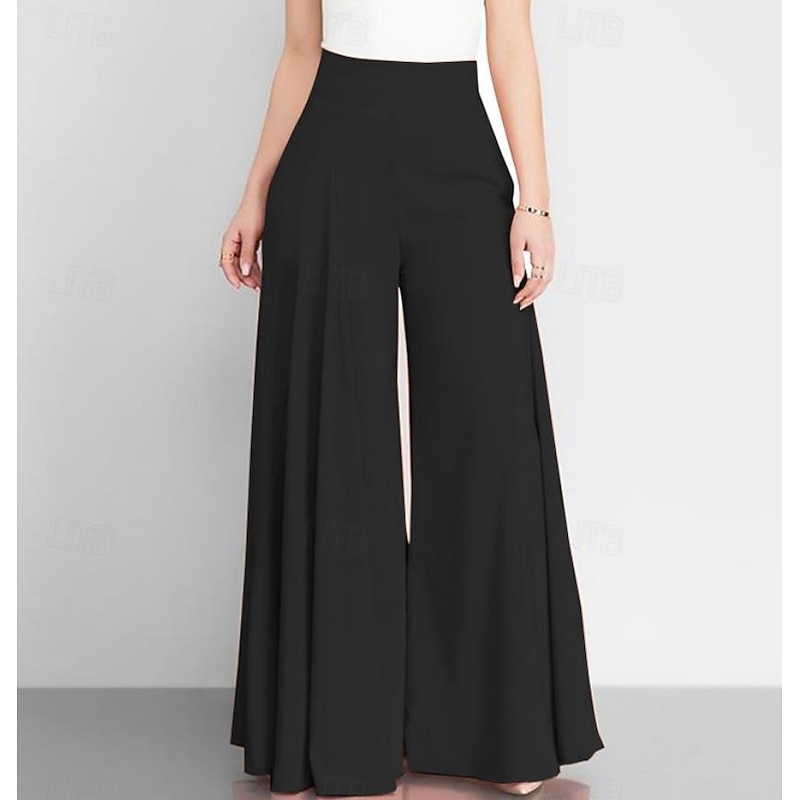 Women's Chinos Pants Trousers Fashion Streetwear Full Length High Waist Solid Color Wide Leg Breathability Soft Comfortable Micro-elastic Vacation Street Daily Black Pink Blue Khaki Spring Fall Winter4