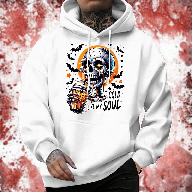 Halloween Skeleton Skull Hoodie Pullover Print Front Pocket Graphic For Couple's Men's Women's Adults' Halloween Carnival Masquerade Hot Stamping Party Casual Daily