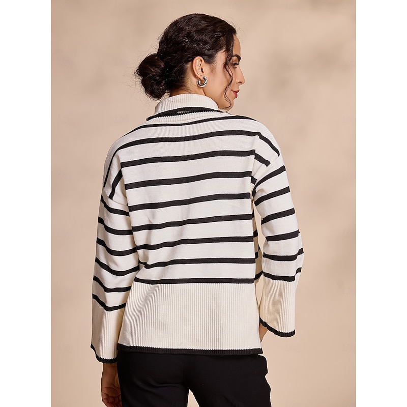 Ribbed Knit Bell Sleeve Turtle Neck Sweater2