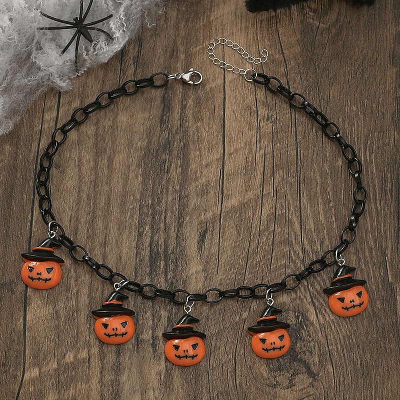 Bat Ghost Pumpkin Halloween Necklace Halloween Scary Costume Adults' Women's Halloween Carnival Easy Halloween Costumes Dress Up3