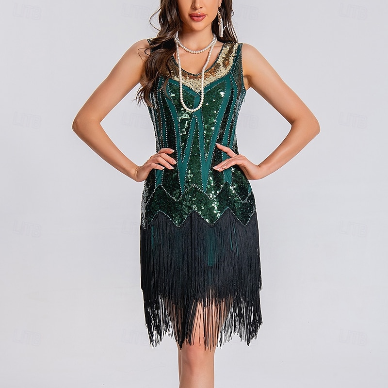 Latin Dance Dress Glitter Tassel Splicing Women's Performance Training Sleeveless High Polyester3