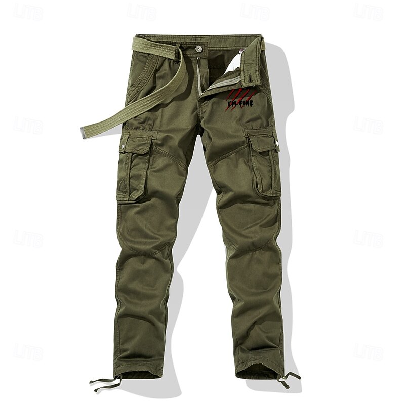 Men's Cargo Pants Cargo Trousers Work Pants Multi Pocket Graphic Letter Outdoor Full Length Outdoor Sports Outdoor Casual Vintage Sports Yellow Army Green Micro-elastic2