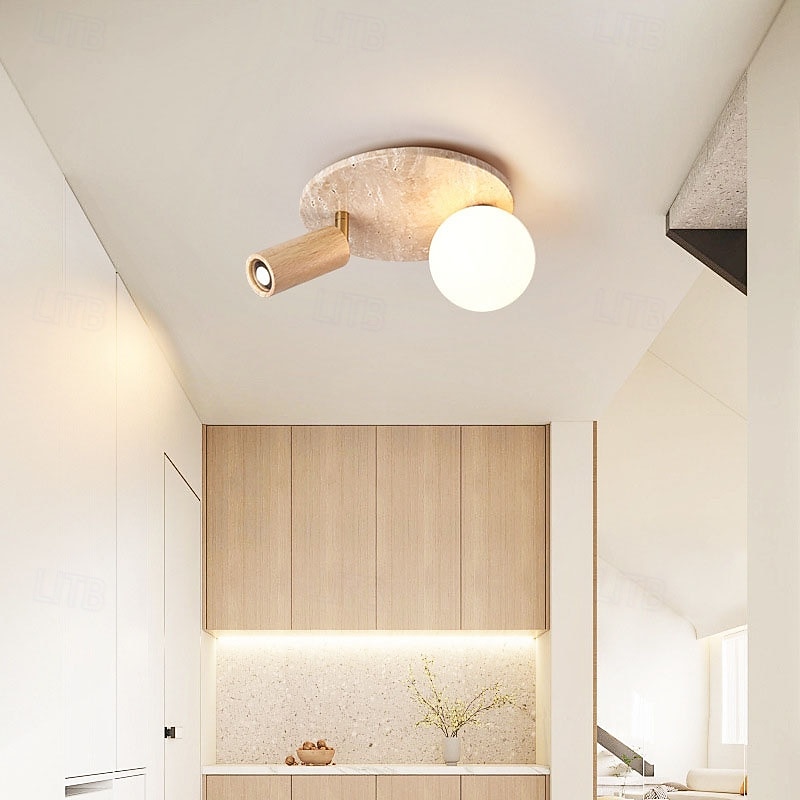 LED Indoor Wall Lights Warm White 25cm 2-Light Japanese Wabi Sabi G9/E27 Stone Wall Lamp for Living Room Modern Bedroom Study Bedside Apartment 85-265V2