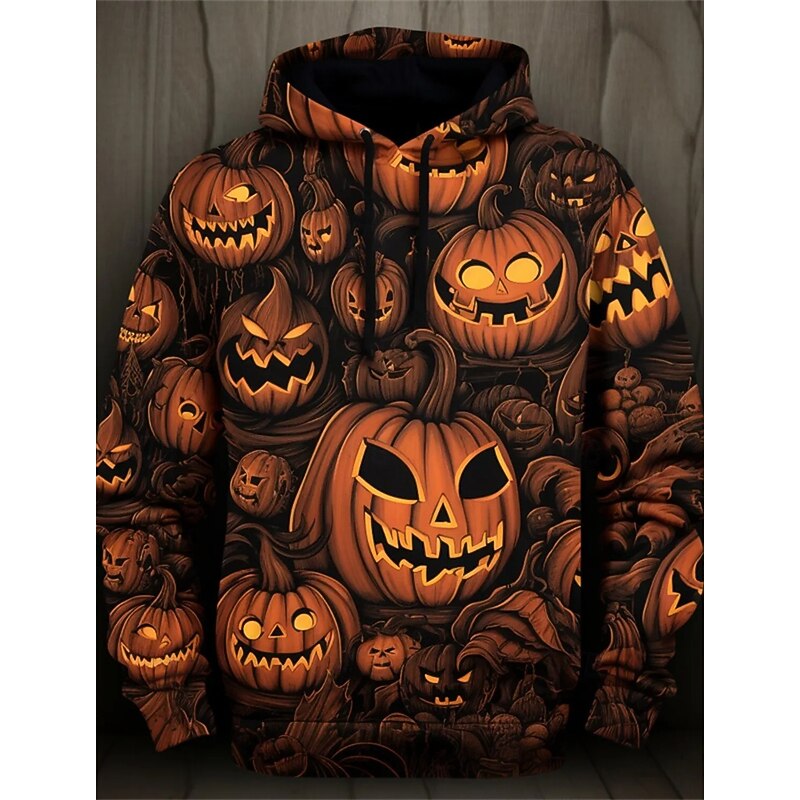 Halloween Pumpkin Hoodie Pullover Anime 3D Front Pocket Graphic For Couple's Men's Women's Adults' Halloween Carnival Masquerade 3D Print Party Casual Daily4