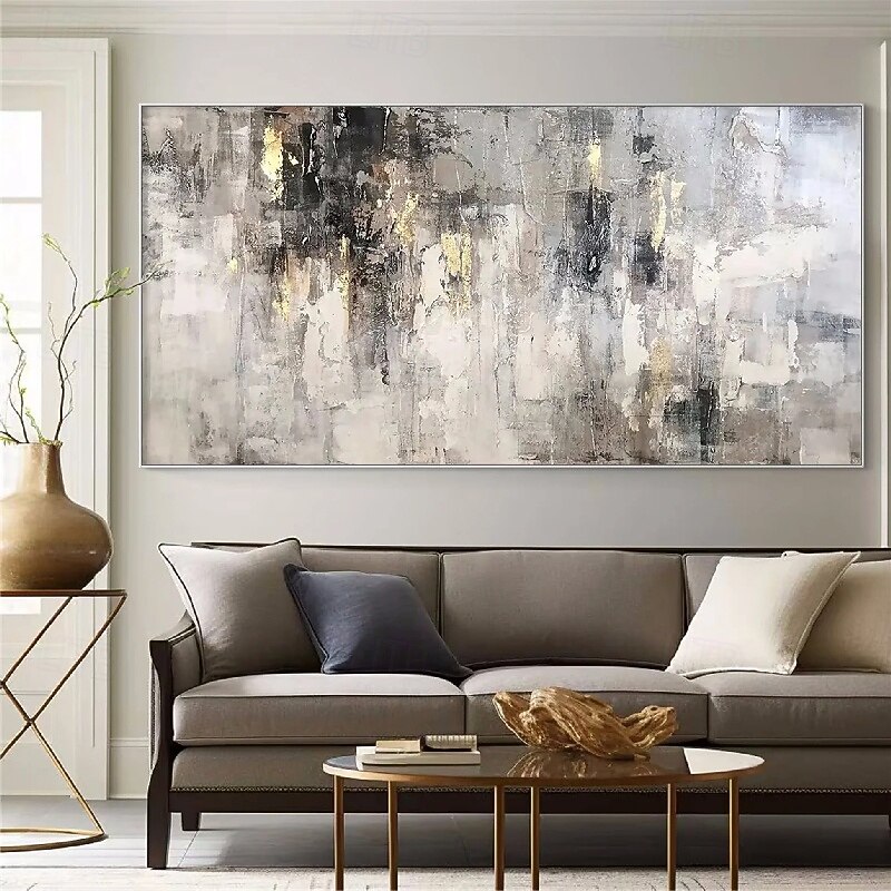 Oil painting handmade Wabi Sabi Painting hand painted Large Beige Art 3D Minimalist Painting on Canvas  handpainted 3D Texture gold foil painting Wall Art Neutral Beige Arch Plaster Painting3