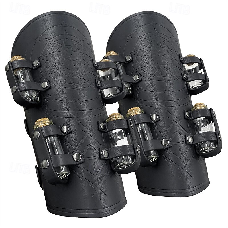 Punk & Gothic Medieval Renaissance Wristband Warrior Drawstring Archery Fancy Dress Men's Women's Viking Carnival Masquerade Performance Masquerade Renaissance Fair Adults' Arm Guards3