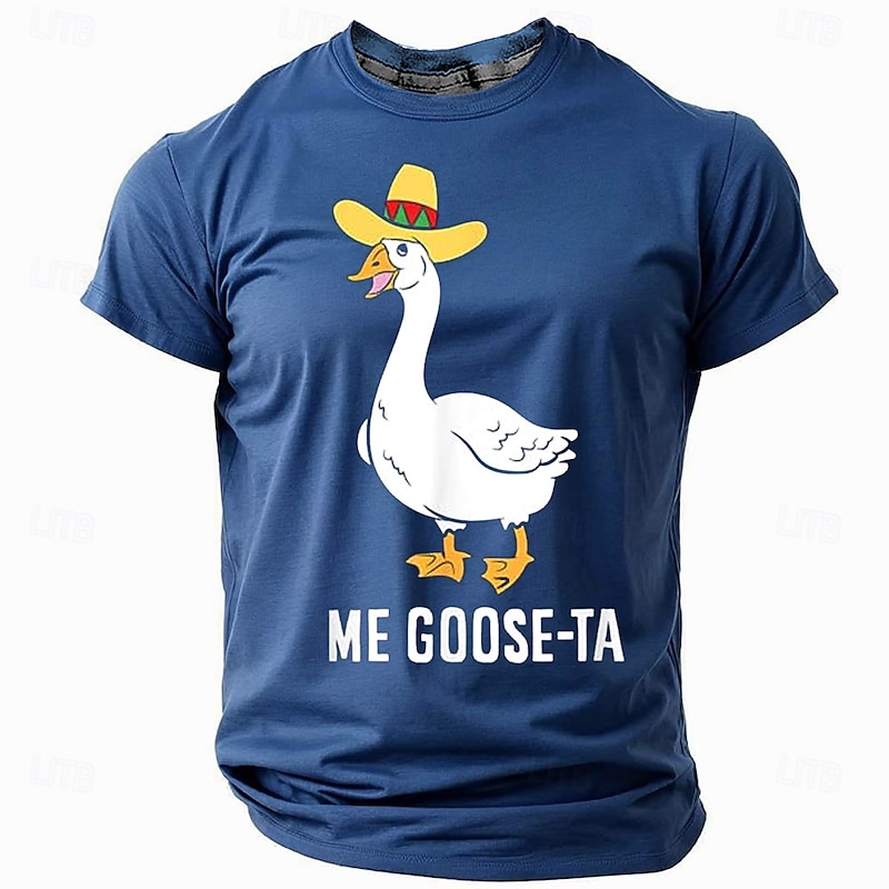 Men's Funny "Me Goose-ta" Pun Graphic T-Shirt - Short Sleeve Sombrero Goose Design4
