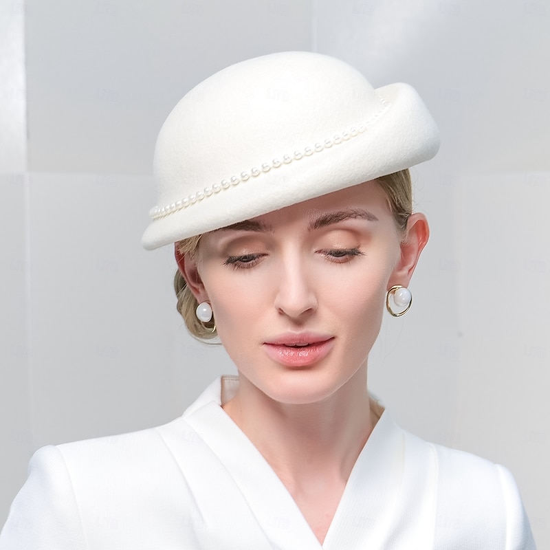 Hats 100% Wool Beret Hat Wedding Evening Party Elegant Wedding With Faux Pearl Cap Headpiece Headwear3