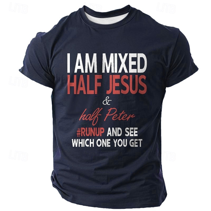 Men's Graphic T-Shirt - "I Am Mixed Half Jesus Half Peter" Funny Sarcastic Lifestyle Tee2