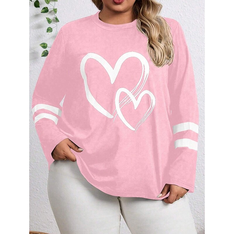Women's T shirt Long Sleeve Plus Size Tee Daily Casual Long Sleeve Black Spring Fall Prefall4