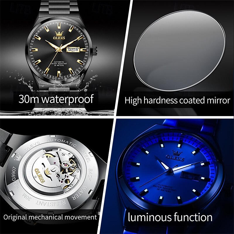 New Olevs Olevs Brand Business Men'S Steel Belt Watch Decorated Luminous Calendar Week Display Multifunctional Leisure Quartz Watch Waterproof Sports Versatile Men'S Wristwatch2