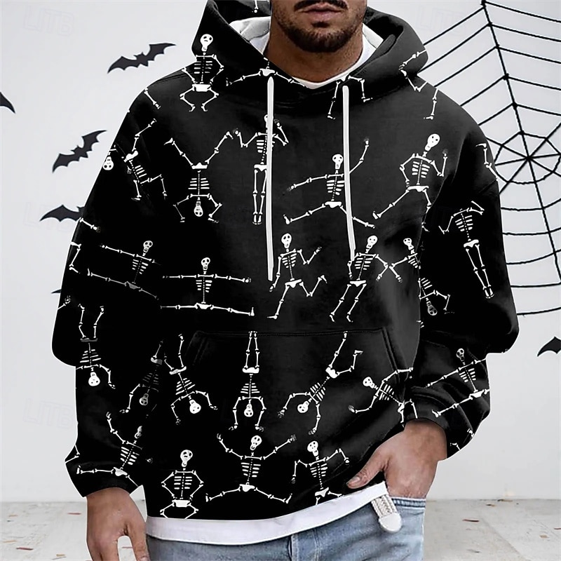 Halloween Skeleton Skull Hoodie Pullover Anime 3D Front Pocket Graphic For Couple's Men's Women's Adults' Halloween Carnival Masquerade 3D Print Party Casual Daily2