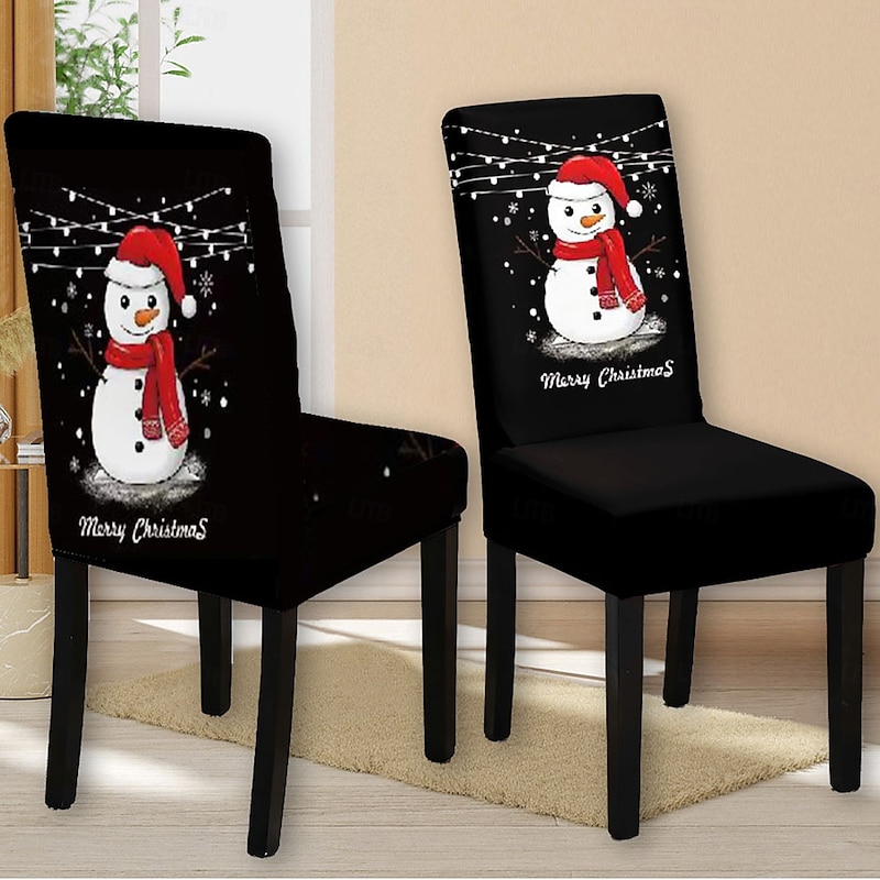 Christmas Decoration Xmas Dining Chair Cover - Elegant Gray Printed Design, Non-Woven Chair Protector for Holiday Home Décor and Party Celebrations3