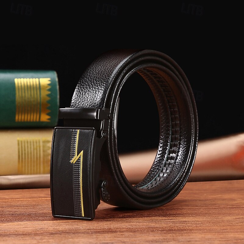 Men's Belt Waist Belt Black 1# Black 2# PU Alloy Durable Adjustable Plain Outdoor Daily2