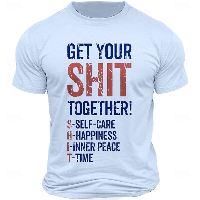 Men's Letter Printed Funny T Shirt Tee Top 100% Cotton Short Sleeve Graphic Shirt White Army Green Light Blue Comfortable Tee Street Sports Outdoor Fashion Designer Clothing2