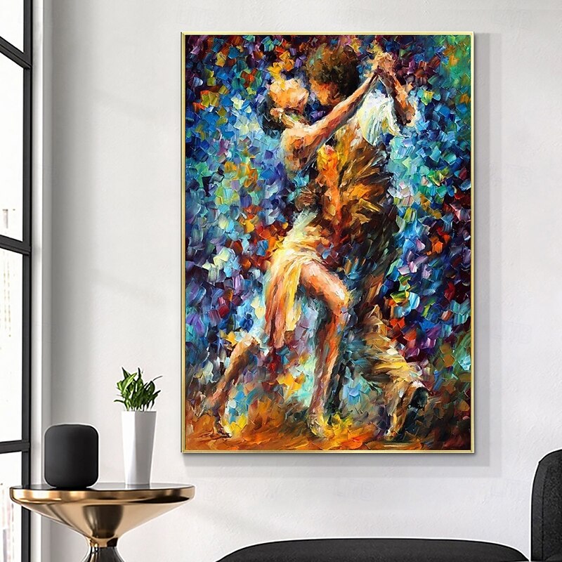 Handmade Oil Painting Canvas Wall Art Decoration Figure Abstract Knife Drawing Colorful Dance for Home Decor Rolled Frameless Unstretched Painting3