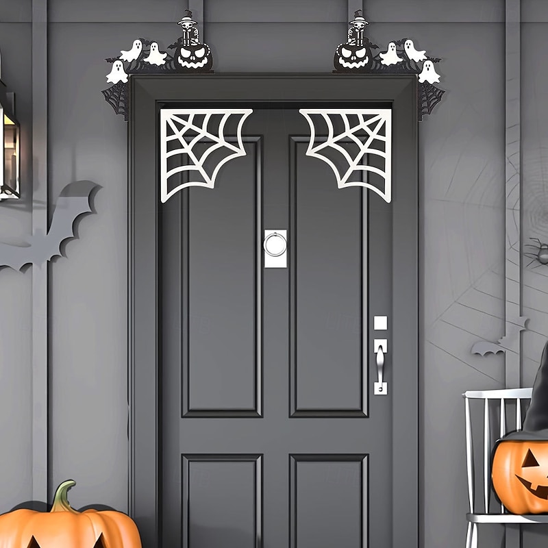 Halloween Door Frame Decals - Spooky Indoor and Outdoor Decorations, Including Castle, Spider Web, and Corner Door Signs, Perfect for Haunted House and Party Atmosphere4