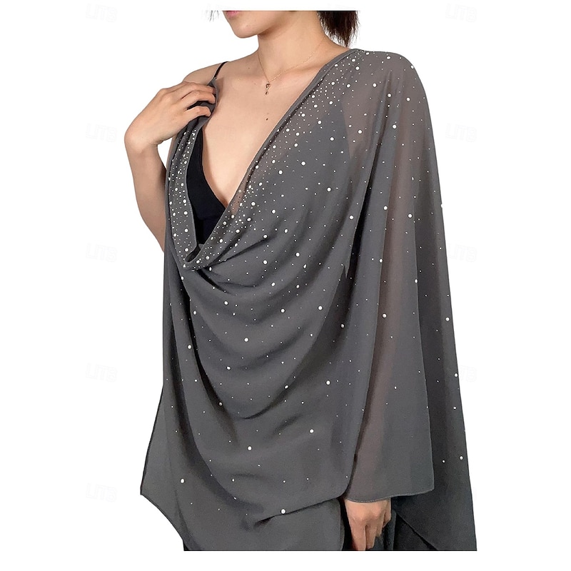 Wedding Shawls and Wraps for Women Formal Dress, Rhinestones Pearl Sparkling Stole, Bride Bridesmaid Pashmina Scarf