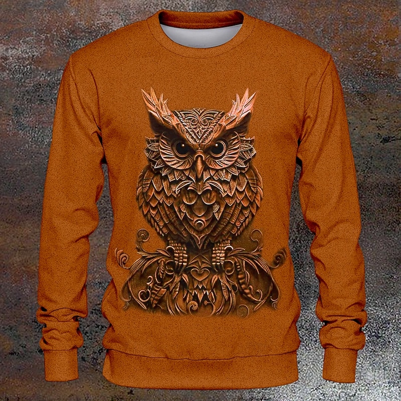 Halloween Men's Owl Hoodies Sweatshirt Long Sleeve Sweatshirt Crew Neck Fashion Daily 3D Print 3D Print Fall Winter