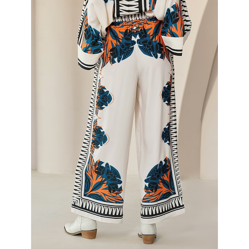 Women's Pants Satin Wide Leg Maxi Loose Bohemian Vacation Casual Daily Spring Summer Fall3