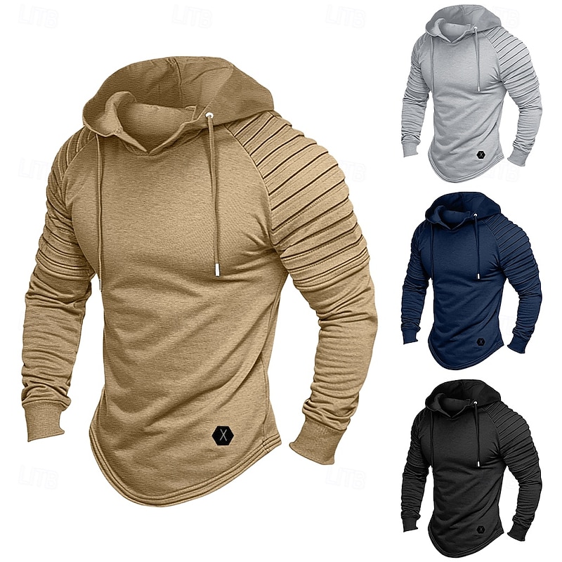 Men's Hoodie Tactical Black White Wine Army Green Khaki Hooded Plain Sports & Outdoor Daily Holiday Polyester Streetwear Cool Casual Cross-Seasons Fall & Winter Clothing Apparel Hoodies Sweatshirts