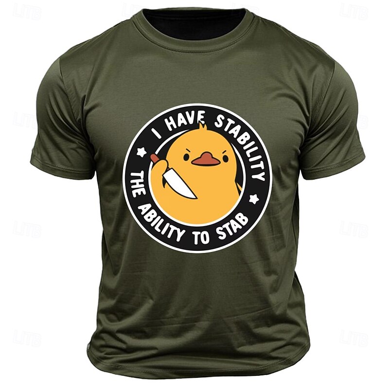 Men's Animal Letter Printed Funny Duck T Shirt Tee Top 100% Cotton Short Sleeve Graphic Shirt Black Dark Grey Army Green Comfortable Tee Street Sports Outdoor Fashion Designer Clothing4
