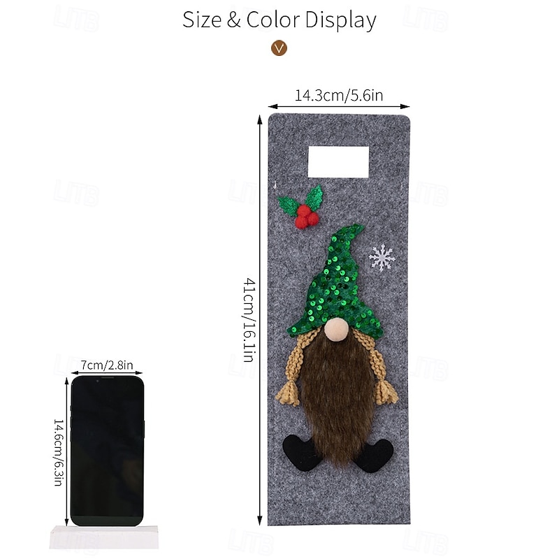 Christmas Rudolph Wine Bottle Bag Festive Holiday Bottle Cover Party Decoration Cute Gnome Wine Sleeve Perfect Christmas Table Accent Home Celebration Accessory4