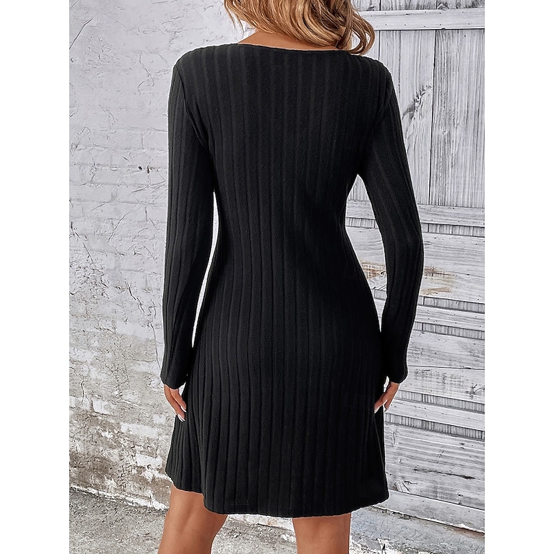 Women's Little Black Dress A Line Dress Fashion Workfashion Long Dress Maxi Dress Button V Neck Long Sleeve Plain Regular Fit Black Pink Green Spring Fall S M L XL 2XL2