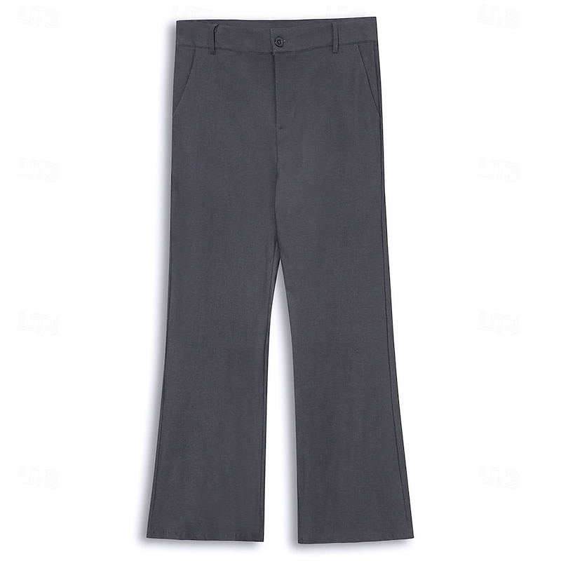 Men's Dress Pants Flared Pants Trousers Suit Pants Pocket Plain Comfort Breathable Full Length Outdoor Daily Going out Fashion Casual White Khaki Stretchy2