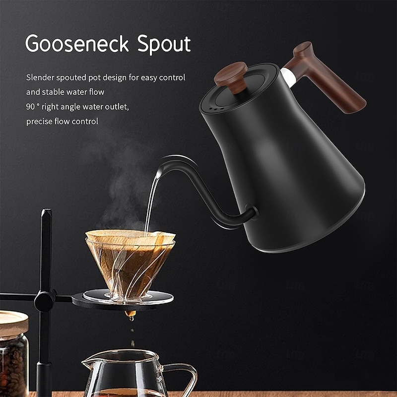 Electric Gooseneck Kettle Fast Water Boiler Stainless Steel Inner Temperature Control LCD Display Auto Shut Off 0.9L Pour Over Coffee and Tea Kettle3