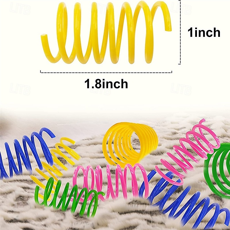 100 Pack Cat Toys Cat Spring Toys for Indoor Cats Colorful & Durable Plastic Spring Coils Attract Cats to Swat Bite Hunt Interactive Toys for Cats and Kittens2