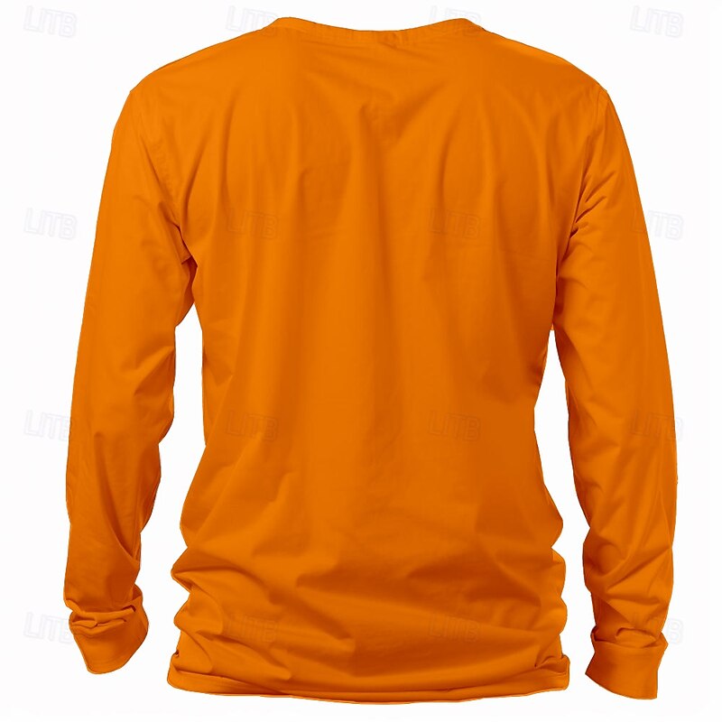 Halloween Men's Funny T Shirt Henley Shirt Long Sleeve T shirt 3D Print Crew Neck Shirt Designer Retro Vintage Street Casual Daily Yellow Blue Purple Summer Spring Fall Clothing Apparel S M L XL 2XL2