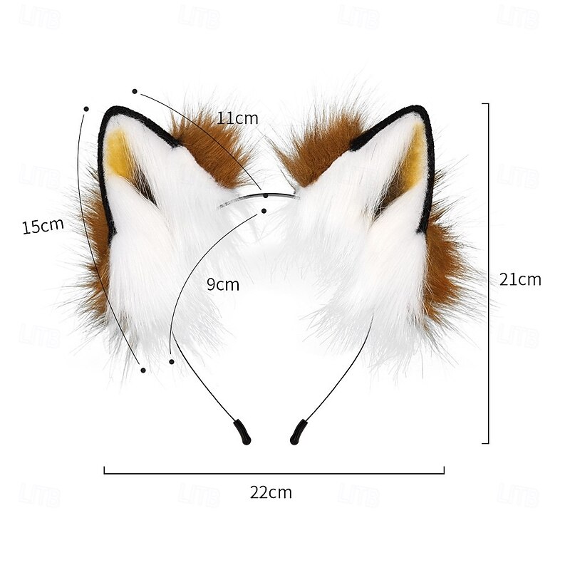 Fuzzy Fox Ears Headband Handmade Cos Costume With Realistic Features Cosplay Kawaii Props Carnival Head Accessories