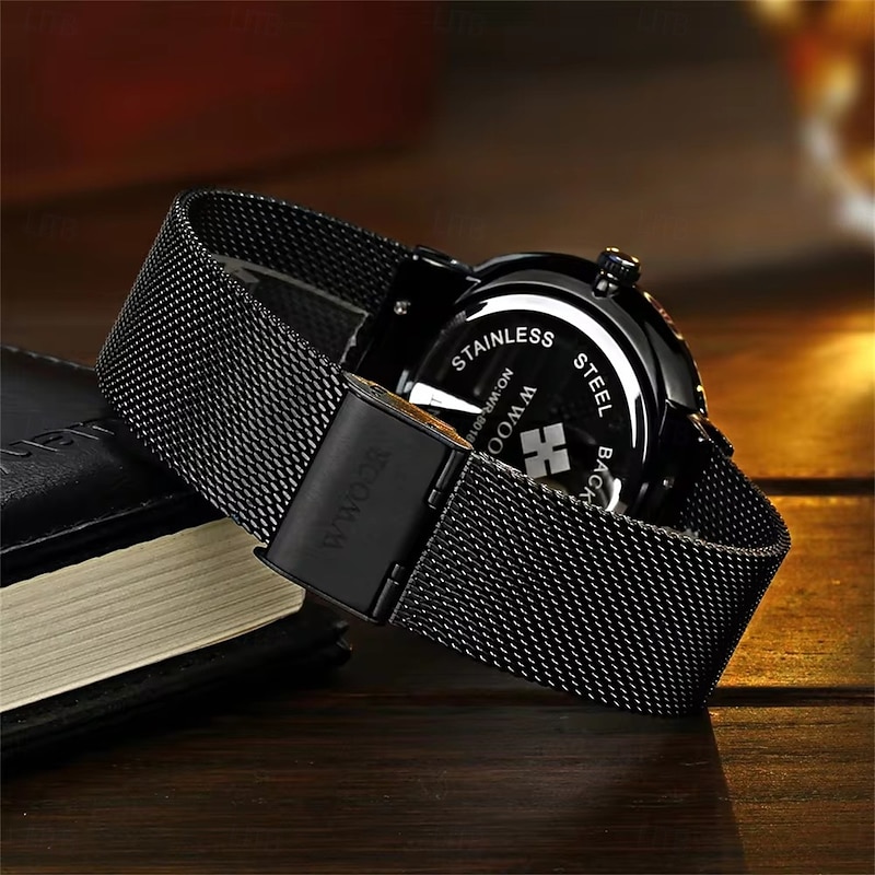 WWOOR Top Brand Luxury Square Man Watch Date Waterproof Men Wristwatch High Quality Stainless Steel Men's Quartz Watches4