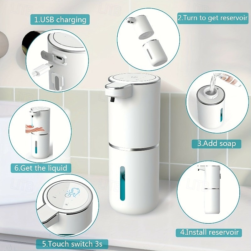 Automatic Soap Dispenser Non-contact Foam Soap Dispenser Smart Induction Foam Machine Washing Machine USB Rechargeable Dispenser2