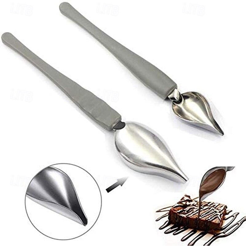 2pcs Culinary Precision Drawing Decorating Spoon Set Drizzle SpoonsProfessional Chocolate Spoon Filter SpoonsPlating Decorating Pencil Spoon for Decorative Plates Cake Coffee4