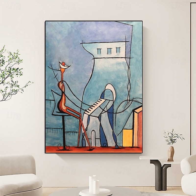 Handmade Abstract Piano Oil Painting large Music Room Art painting Modern Oil Painting of Abstract Figure - Pet portrait Dog portrait oil painting for  living room bedroom home decor3