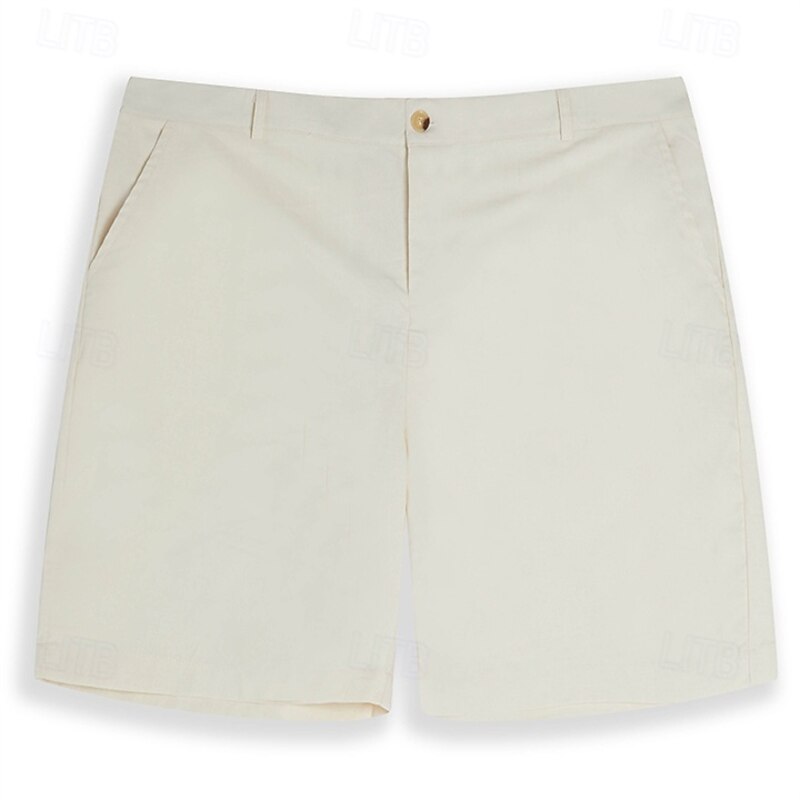 Men's Shorts Linen Shorts Dress Shorts Summer Shorts Zipper Pocket Buttons Plain Comfort Soft Knee Length Outdoor Daily Going out Fashion Streetwear White Sky Blue4